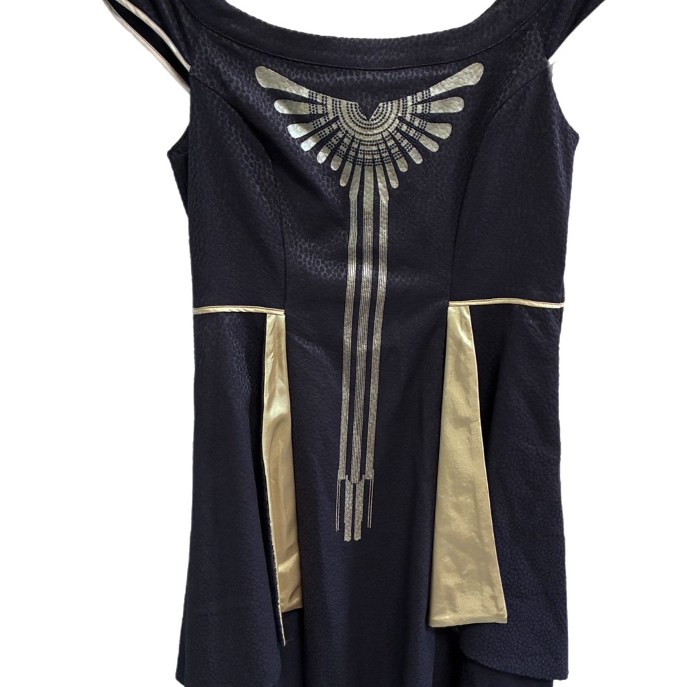 Hot Topic Women’s XL Festival Midi Dress with Metallic Gold Art Deco Detailing